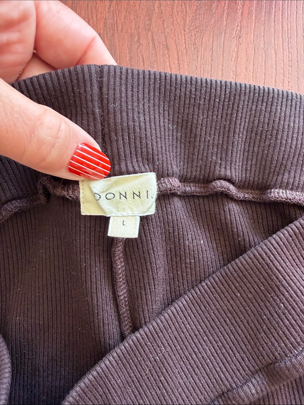 DONNI. Black Knit Kick Flare in Brown Large - Picture 2 of 7